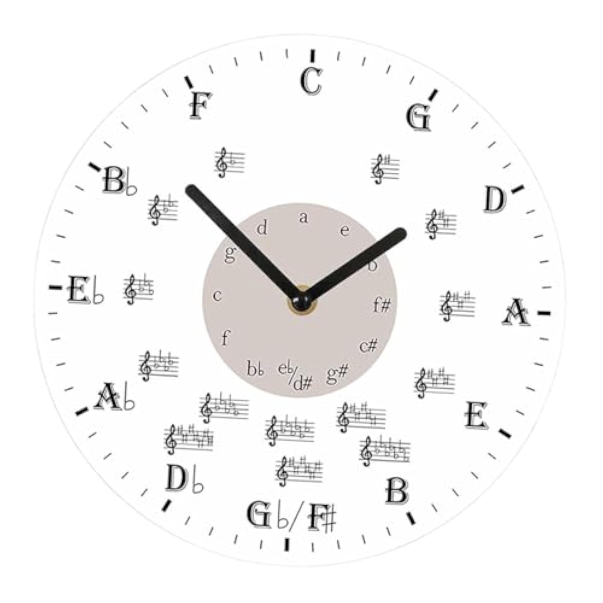 Round Music Note Wall Clock, Creative Decor
